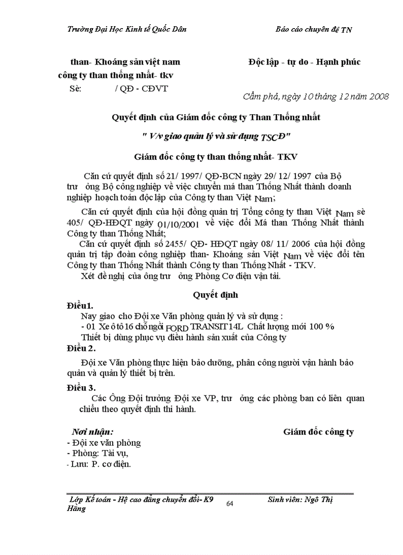 image for page Hoàn thiện kế toán TSCĐ tại Công ty than thống nhất TKV