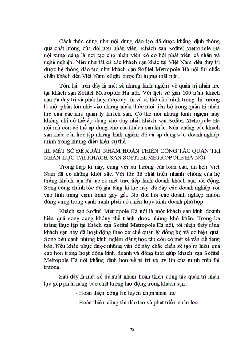 image for page Vấn đề quản trị nhân lực tại khách sạn Sofitel Metropole Hà nội kinh ngiệm và một số đề xuất 1