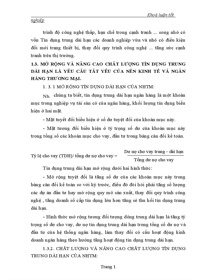 image for page Một số giải pháp nhằm mở rộng cho vay và nâng cao chất lượng tín dụng trung dài hạn của Ngân hàng Công thương Thanh hoá 1