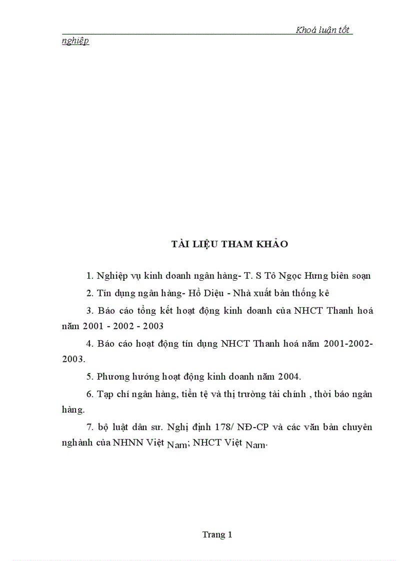 image for page Một số giải pháp nhằm mở rộng cho vay và nâng cao chất lượng tín dụng trung dài hạn của Ngân hàng Công thương Thanh hoá 1