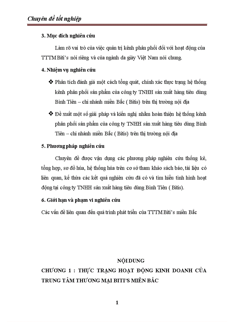 Một số giải pháp nhằm nâng cao hiệu quả hoạt động quản trị kênh phân phối của trung tâm thương mại Bitis miền Bắc