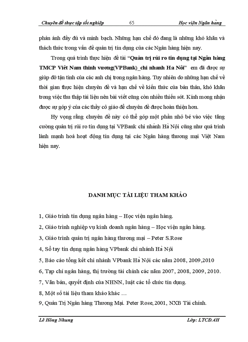 image for page Quản trị rủi ro tín dụng tại Ngân hàng Việt Nam thịnh vượng VPBank chi nhánh Hà Nội