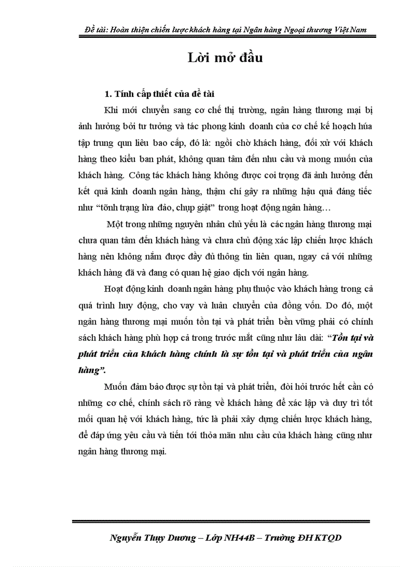 image for page Hoàn thiện chiến lược khách hàng tại ngân hàng Ngoại Thương Việt Nam 1