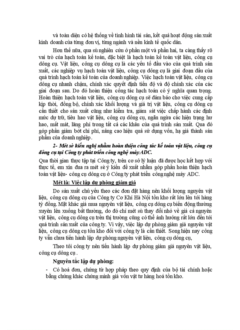 image for page Hạch toán nguyên vật liệu công cụ dụng cụ ở Công ty Phát Triển Công Nghệ Máy ADC 1