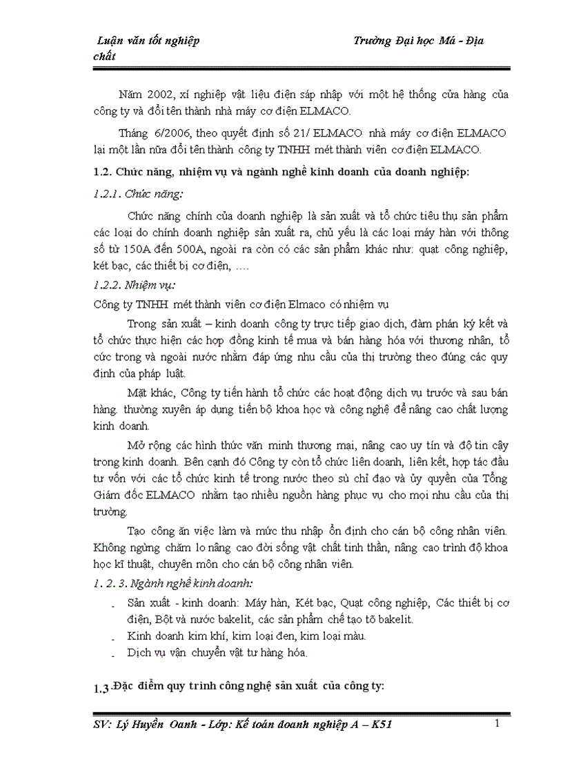 image for page Tổ chức công tác kế toán tập hợp chi phí và tính giá thành sản phẩm tại công ty TNHH một thành viên cơ điện Elmaco 1