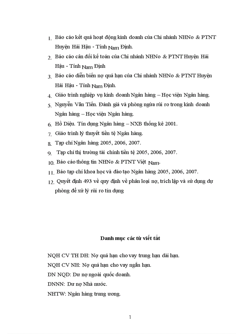 image for page Giải pháp phòng ngừa hạn chế rủi ro trong hoạt động tín dụng tại Chi nhánh Ngân hàng Nông nghiệp và Phát triển nông thôn Huyện Hải Hậu Tỉnh Nam Định 1