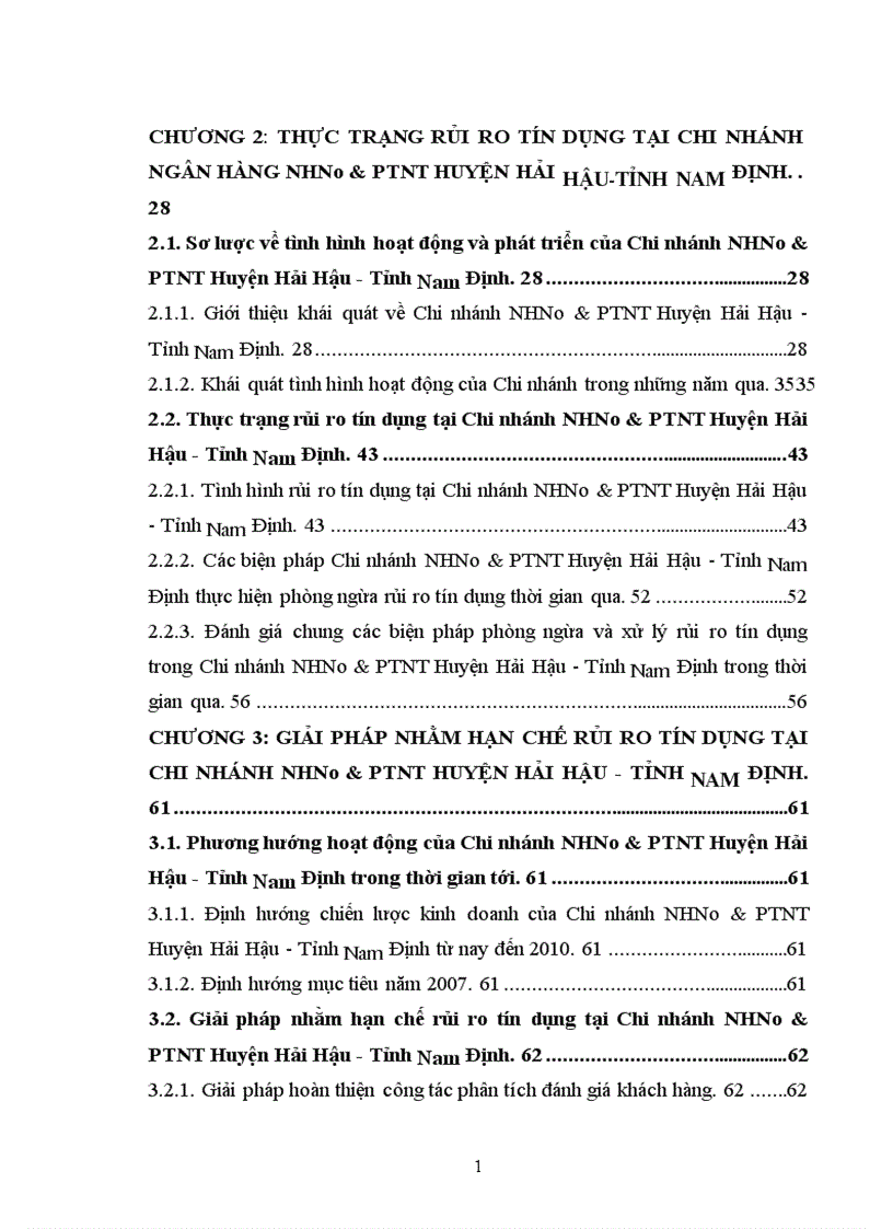 image for page Giải pháp phòng ngừa hạn chế rủi ro trong hoạt động tín dụng tại Chi nhánh Ngân hàng Nông nghiệp và Phát triển nông thôn Huyện Hải Hậu Tỉnh Nam Định 1