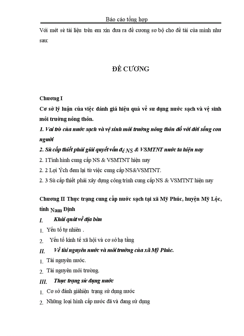 image for page Đánh giá hiệu quả kinh tế xã hội của việc cung cấp nước sinh hoạt và vệ sinh môi trường nông thôn xã Mỹ Phúc huyện Mỹ Lộc tỉnh Nam Định 1