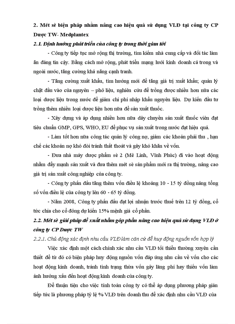 image for page Vốn lưu động và một số biện pháp nhằm nâng cao hiệu quả sử dụng vốn lưu động tại Công ty cổ phần Dược TW Mediplantex