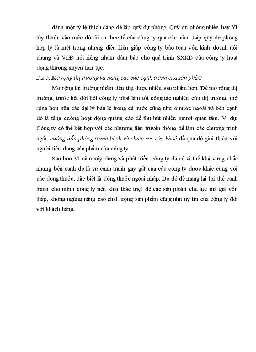 image for page Vốn lưu động và một số biện pháp nhằm nâng cao hiệu quả sử dụng vốn lưu động tại Công ty cổ phần Dược TW Mediplantex