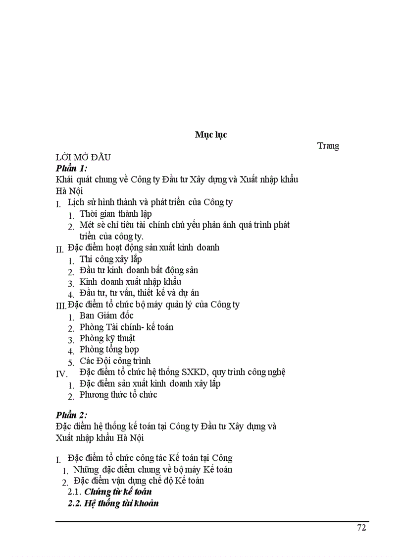 image for page Một số ý kiến đánh giá nhằm hoàn thiện công tác kế toán tại Công ty Đầu tư Xây dựng và Xuất nhập khẩu Hà Nội