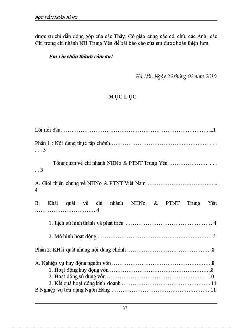 image for page Báo cáo thực tập tại NHNo PTNT Trung Yên