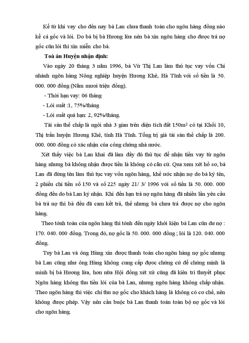 image for page Thực tiễn giải quyết tranh chấp hợp đồng tín dụng tại toà án nơi thực tập 1