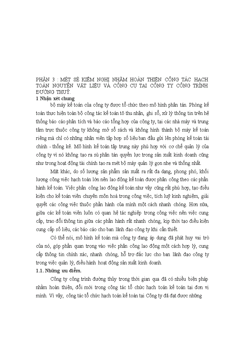 image for page Đánh giá công tác kế toán nguyên vật liệu và công cụ dụng cụ tại Công ty công trình đường thủy 1