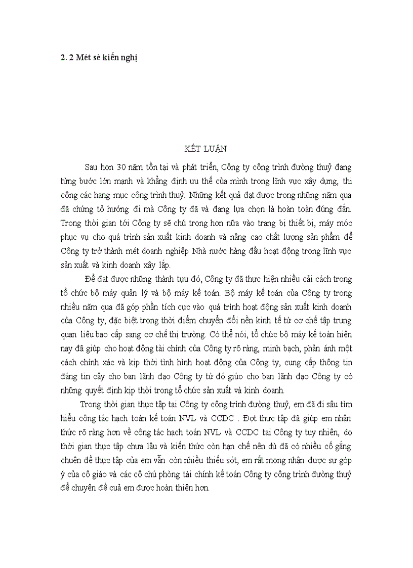 image for page Đánh giá công tác kế toán nguyên vật liệu và công cụ dụng cụ tại Công ty công trình đường thủy 1