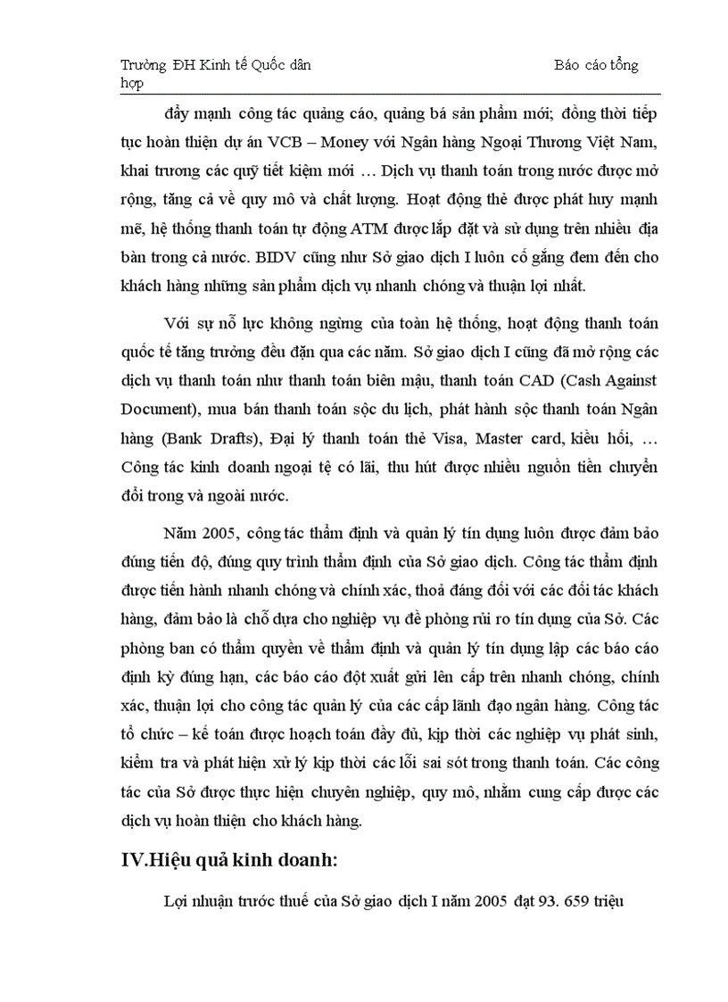 image for page Tình hình hoạt động kinh doanh của Sở Giao dịch I năm 2005