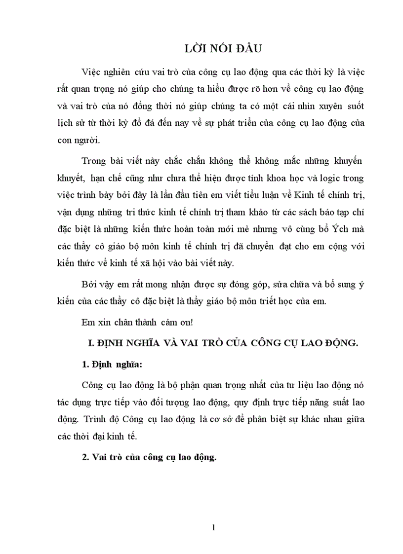 image for page Vai trò của công cụ lao động qua các thời kỳ