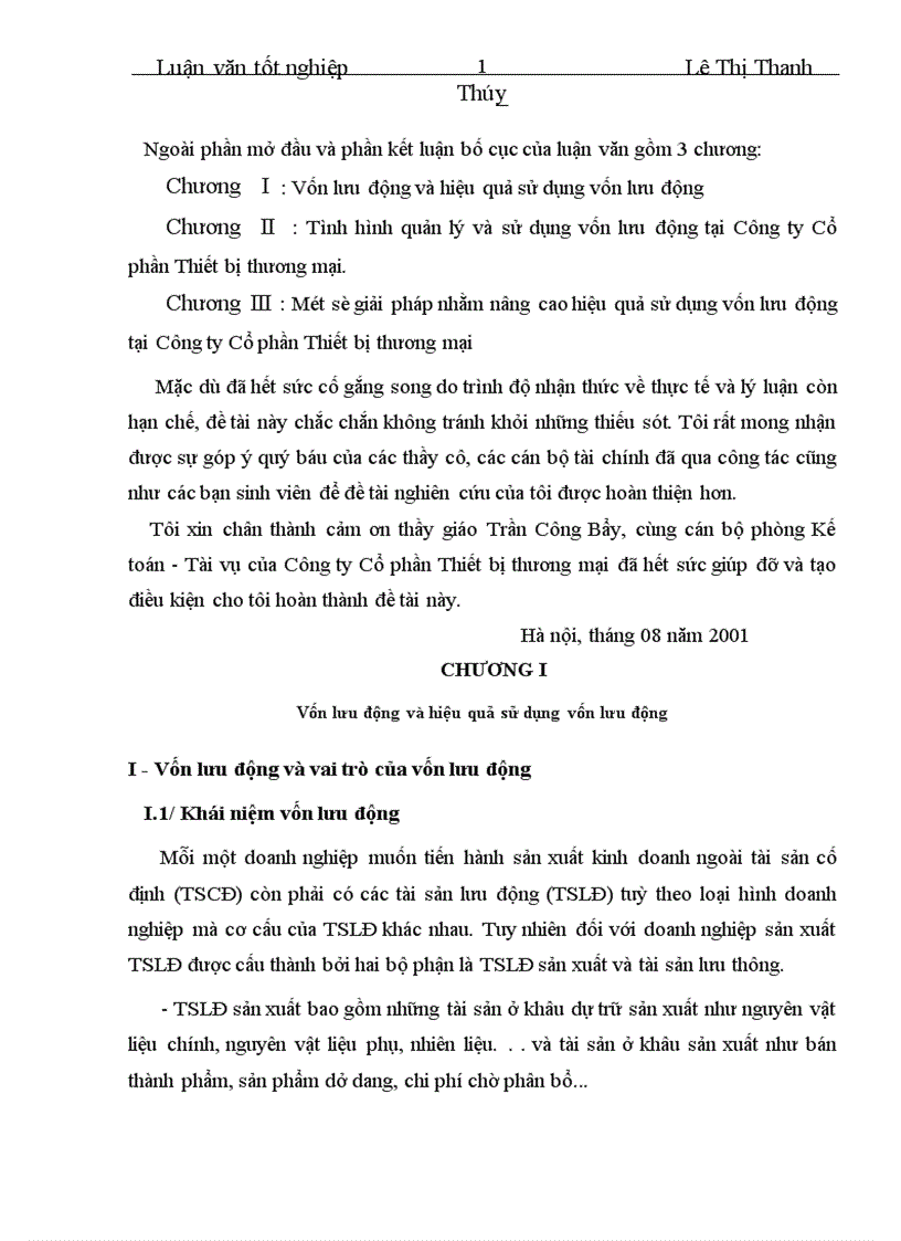 image for page Vốn lưu động và hiệu quả sử dụng vốn lưu động tại Công ty Cổ phần Thiết bị thương mại 1