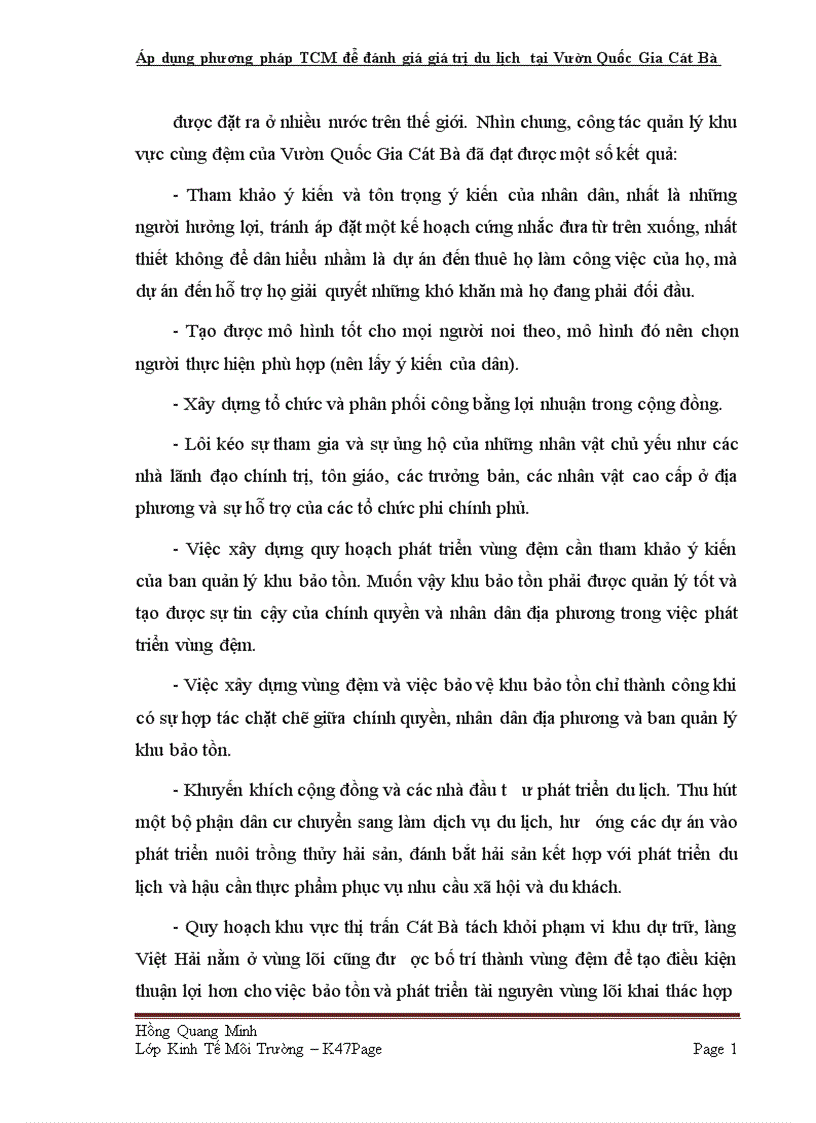 image for page Áp dụng phương pháp TCM để đánh giá giá trị du lịch tại Vườn Quốc Gia Cát Bà tp Hải Phòng 1