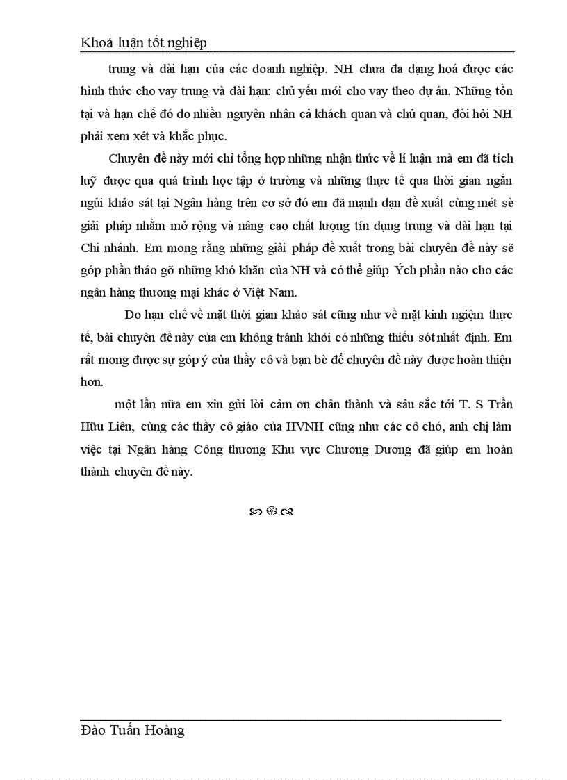 image for page Giải pháp nâng cao chất lượng cho vay trung và dài hạn tại Chi nhánh Ngân hàng Công thương khu vực Chương Dương 1