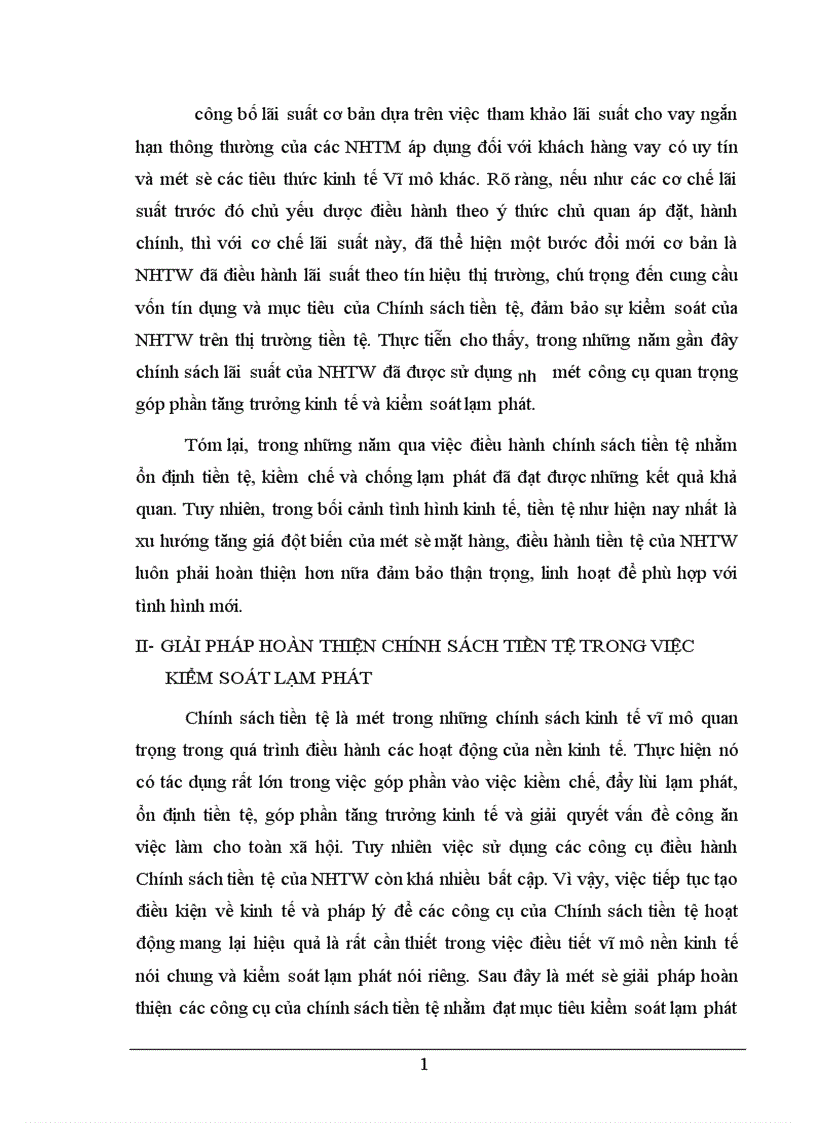 image for page Chính sách tiền tệ với việc kiểm soát lạm phát