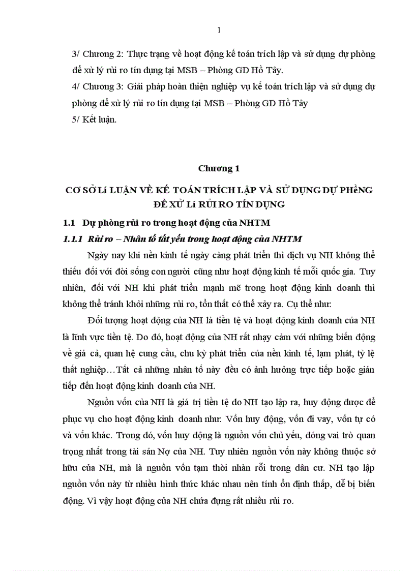 image for page Kế toán trích lập và sử dụng dự phòng để xử lý rủi ro tín dụng tại Ngân hàng Hàng Hải Việt Nam Phòng GD Hồ Tây