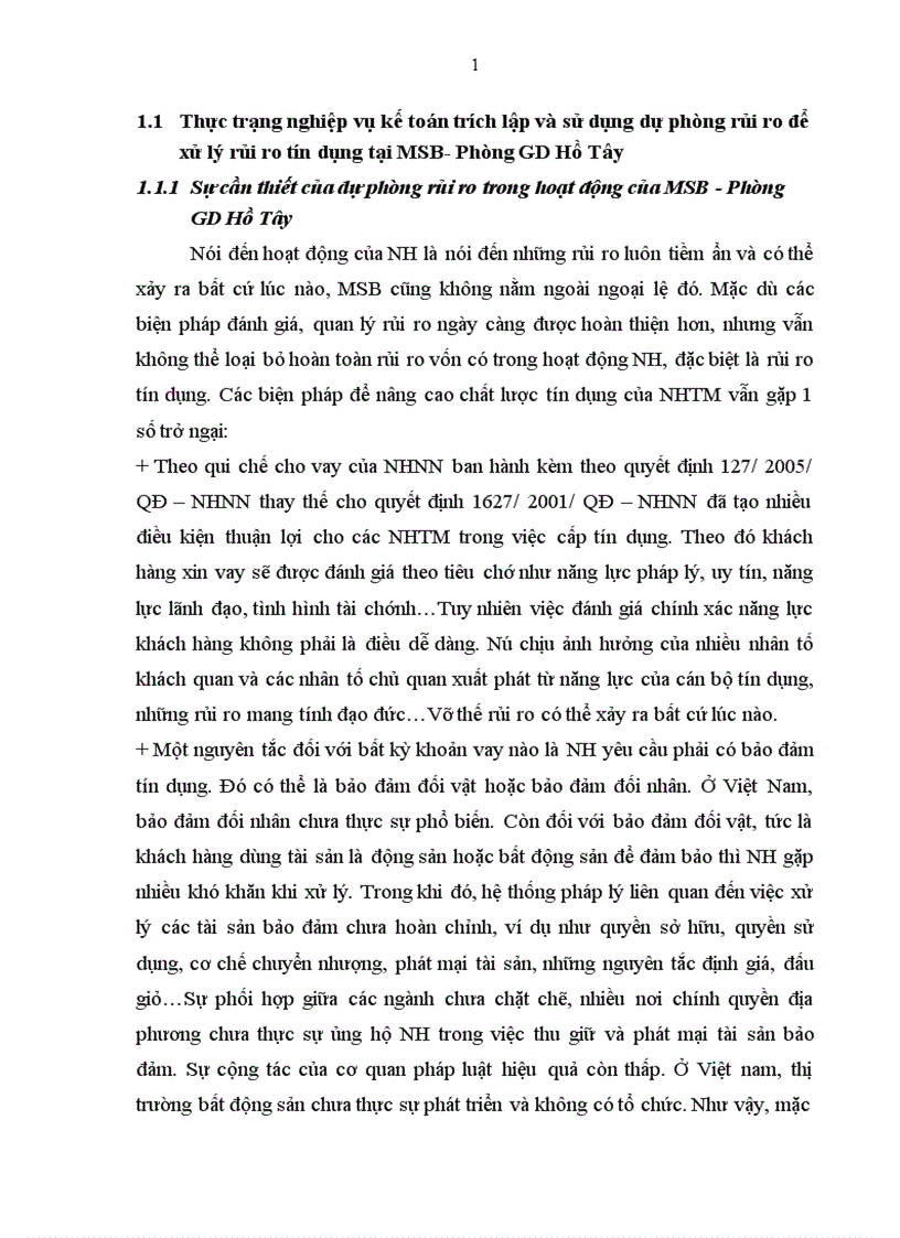 image for page Kế toán trích lập và sử dụng dự phòng để xử lý rủi ro tín dụng tại Ngân hàng Hàng Hải Việt Nam Phòng GD Hồ Tây