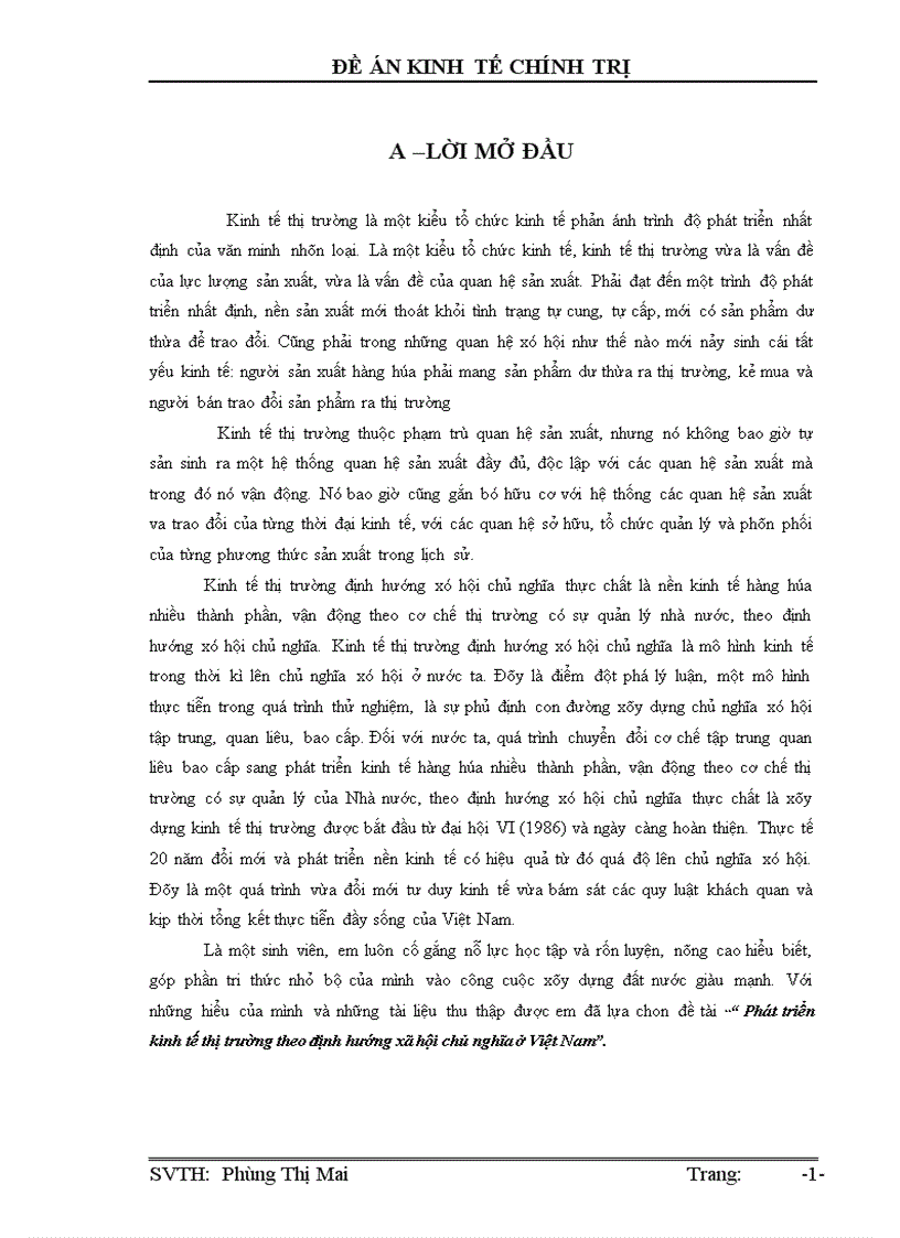 Phát triển kinh tế thị trường theo định hướng xã hội chủ nghĩa ở Việt Nam 1