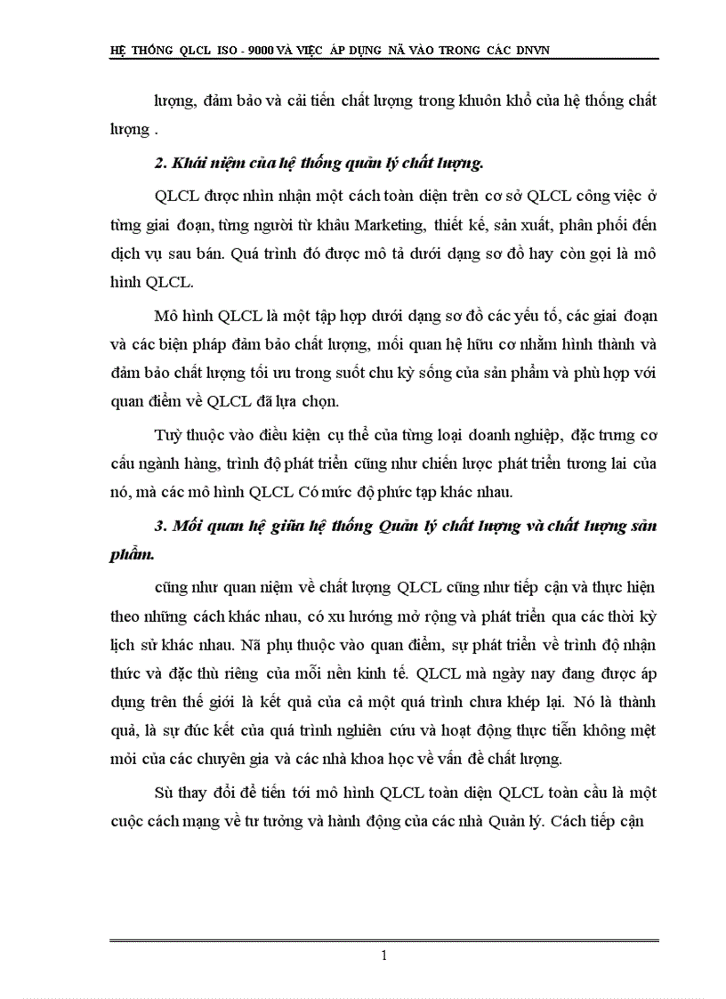 Hệ thống QLCL theo tiêu chuẩn ISO 9000 và việc áp dụng nó vào trong các doanh nghiệp Việt Nam 1