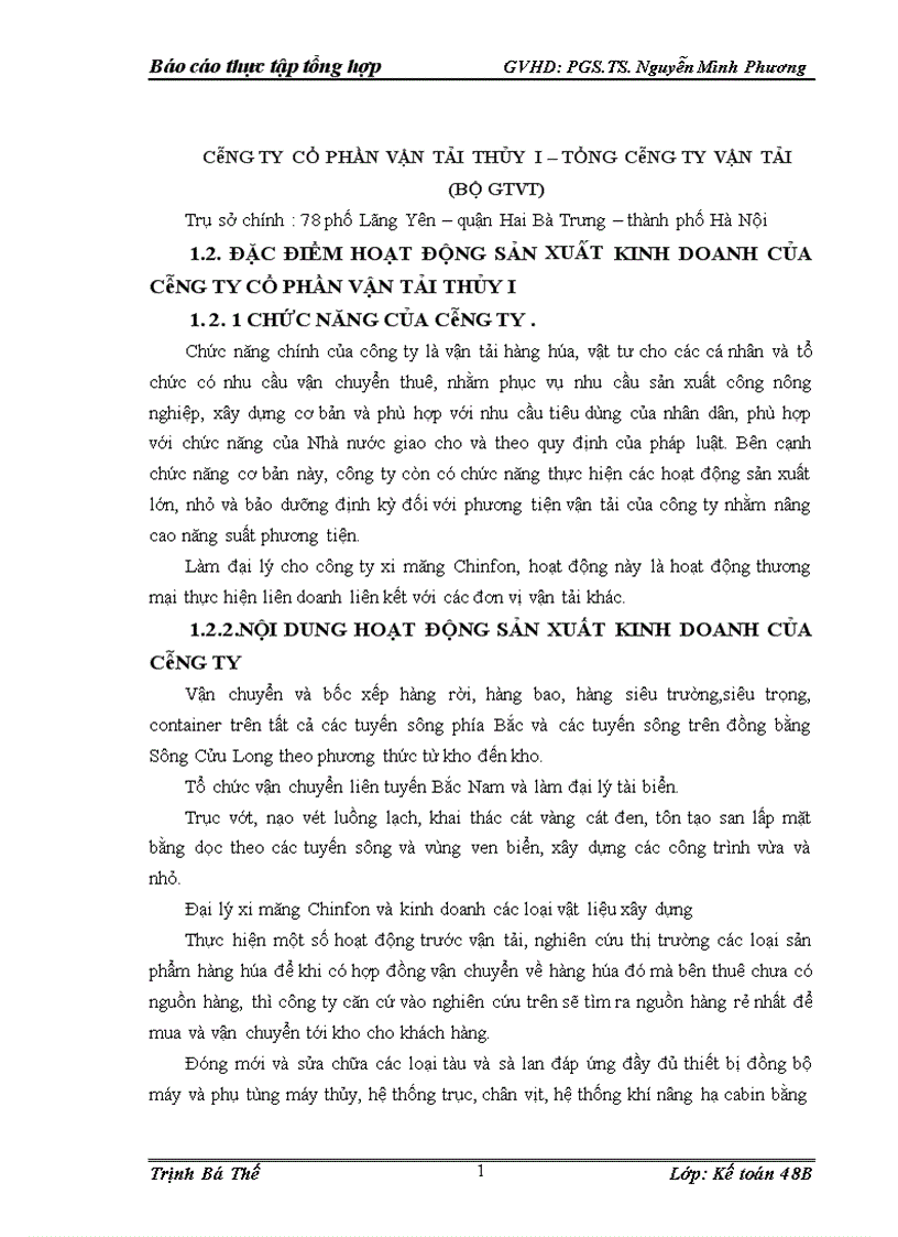 image for page Mô t sô đa nh gia vê hoa t đô ng sa n xuâ t kinh doanh va tô chư c ha ch toa n kê toa n ta i Công ty cô phâ n vâ n ta i thu y I