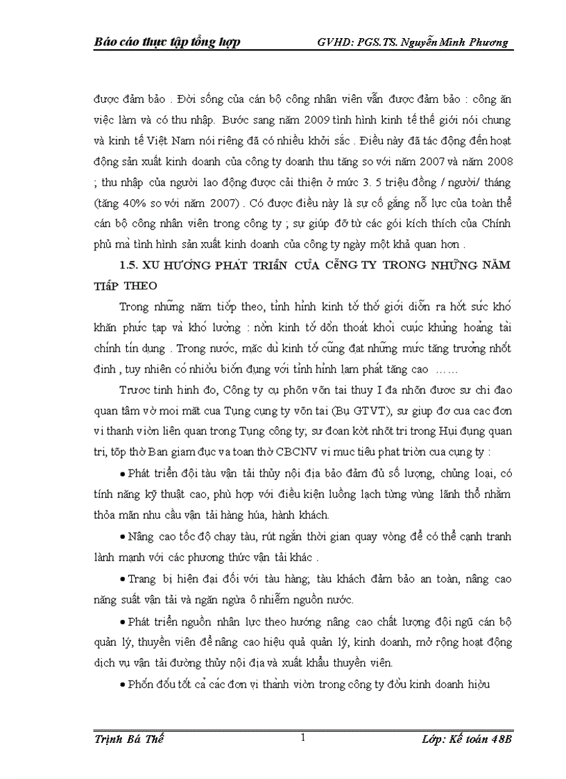 image for page Mô t sô đa nh gia vê hoa t đô ng sa n xuâ t kinh doanh va tô chư c ha ch toa n kê toa n ta i Công ty cô phâ n vâ n ta i thu y I
