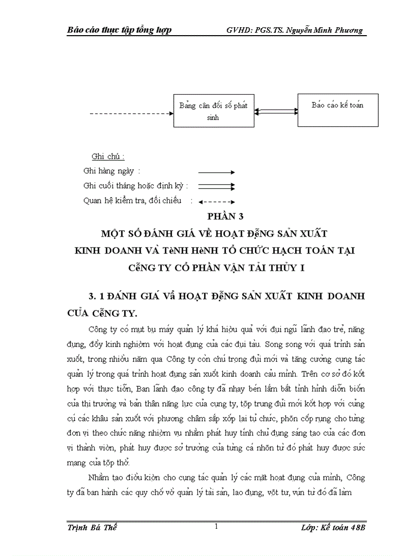 image for page Mô t sô đa nh gia vê hoa t đô ng sa n xuâ t kinh doanh va tô chư c ha ch toa n kê toa n ta i Công ty cô phâ n vâ n ta i thu y I