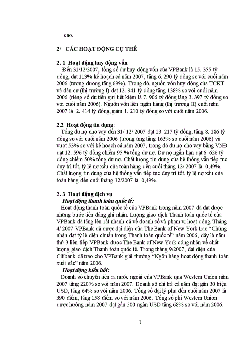 image for page Báo cáo tổng hợp về Ngân hàng Thương mại VPBank