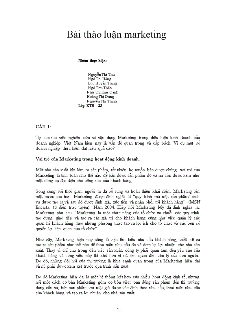 image for page Việc nghiên cứu và vận dụng Marketing trong điều kiện kinh doanh hiện nay của Việt nam