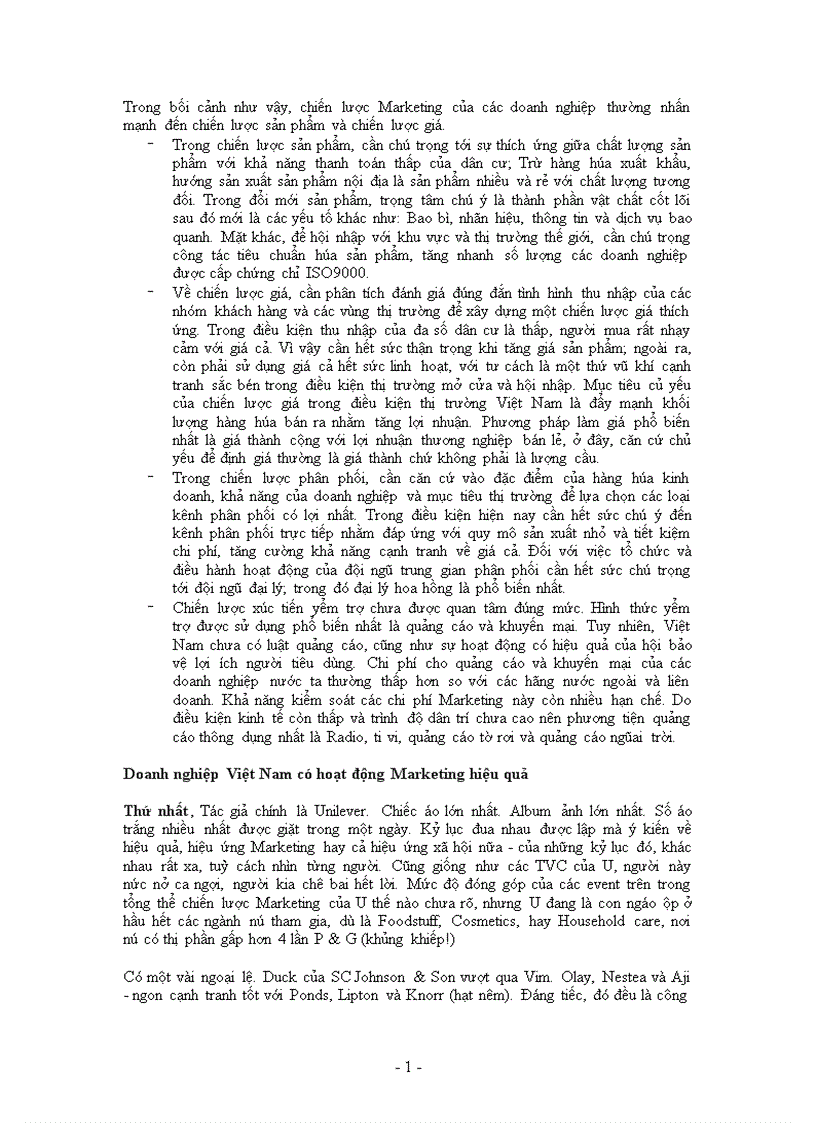 image for page Việc nghiên cứu và vận dụng Marketing trong điều kiện kinh doanh hiện nay của Việt nam