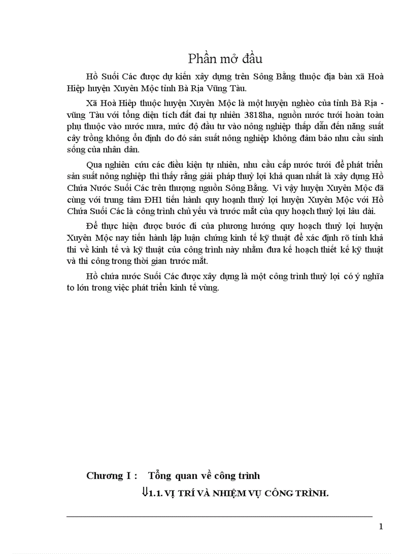 image for page công trình thiết kế kỹ thuật quy hoạnh thuỷ lợi huyện Xuyên Mộc với Hồ Chứa Suối Các