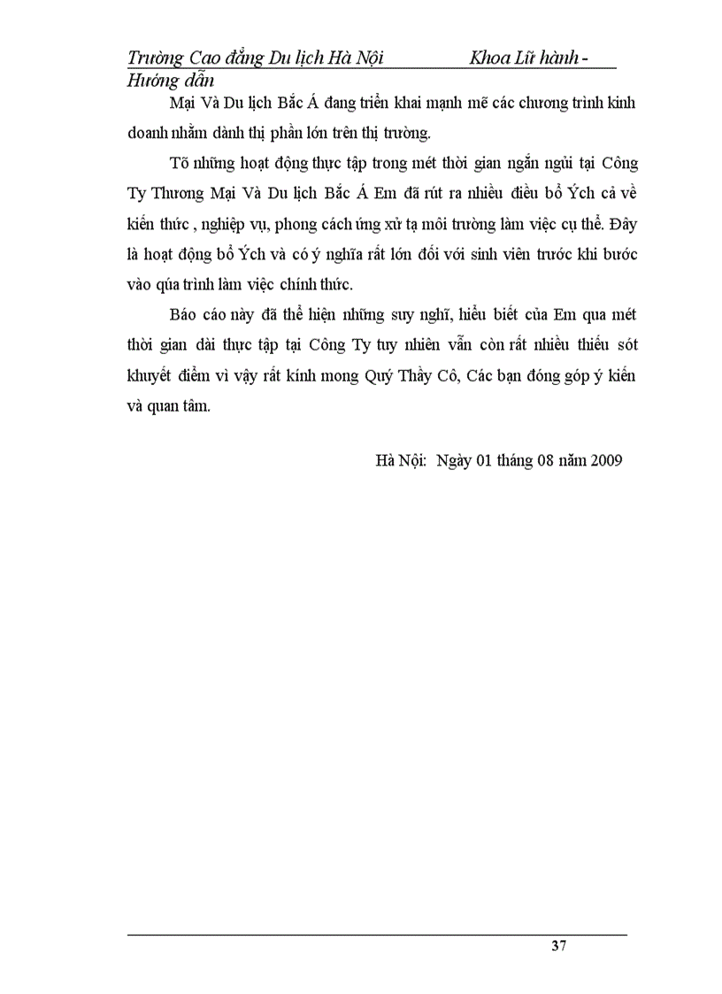 image for page Báo cáo thực tập tại Công ty Thương Mại Và Du lịch Bắc á 1