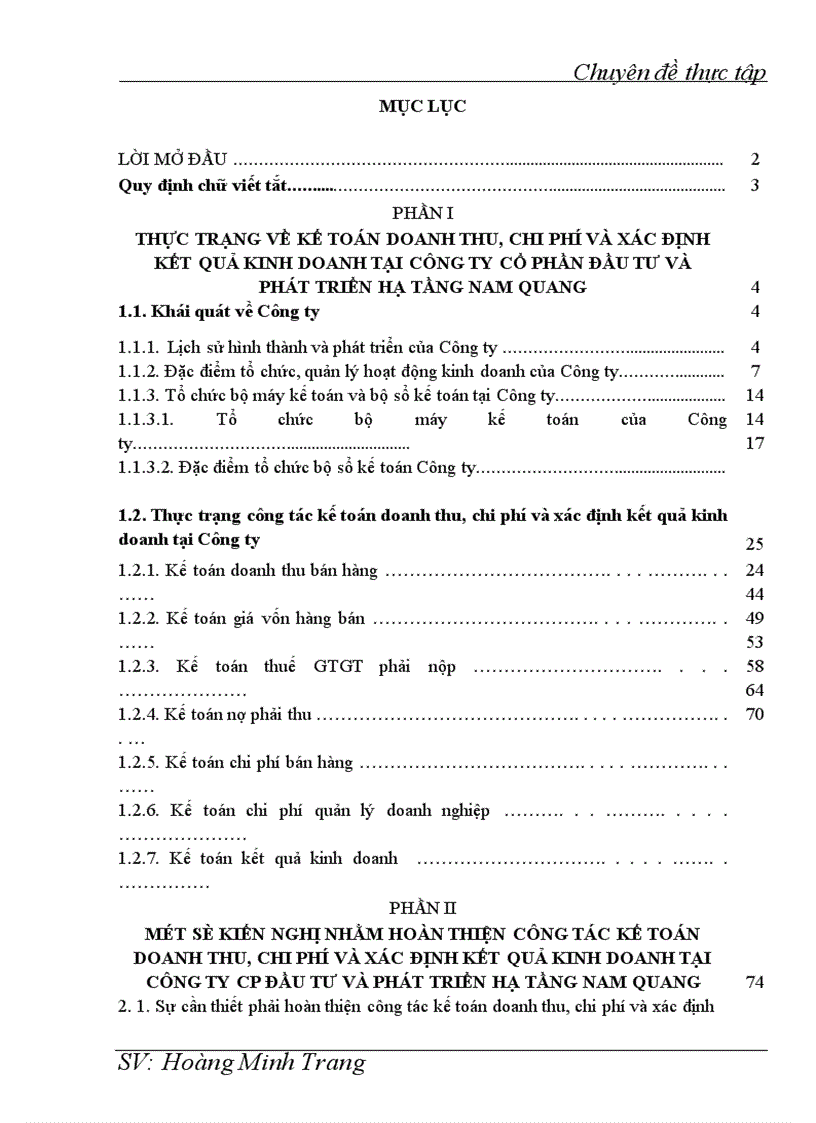 image for page Kế toán doanh thu chi phí và xác định kết quả kinh doanh tại Công ty cổ phần Đầu tư và Phát triển hạ tầng Nam Quang 1