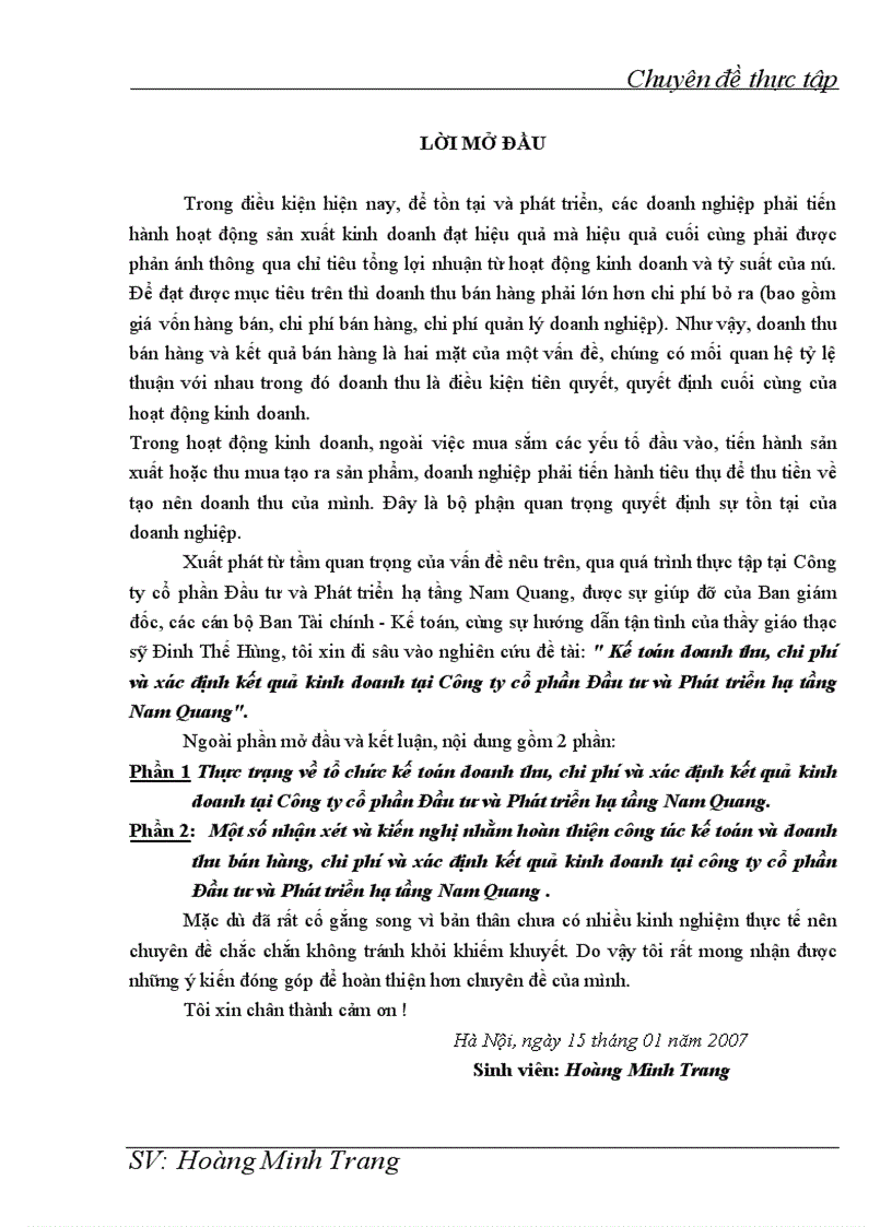 image for page Kế toán doanh thu chi phí và xác định kết quả kinh doanh tại Công ty cổ phần Đầu tư và Phát triển hạ tầng Nam Quang 1