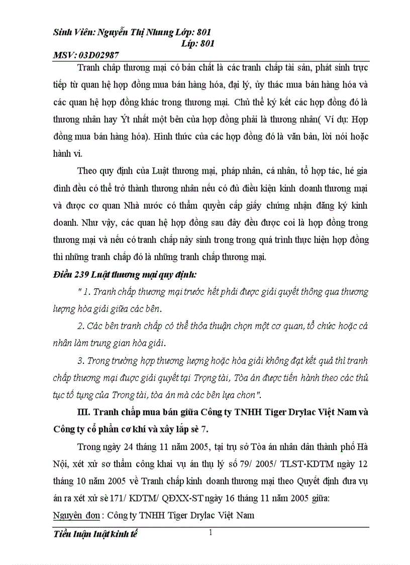 image for page Trình bày một bản hợp đồng mua bán hàng hóa giữa 2 công ty Việt Nam Quá trình thực hiện xảy ra tranh chấp đưa ra tòa thụ lý đã có phán quyết của tòa án Phân tích phán quyết của tòa án 1