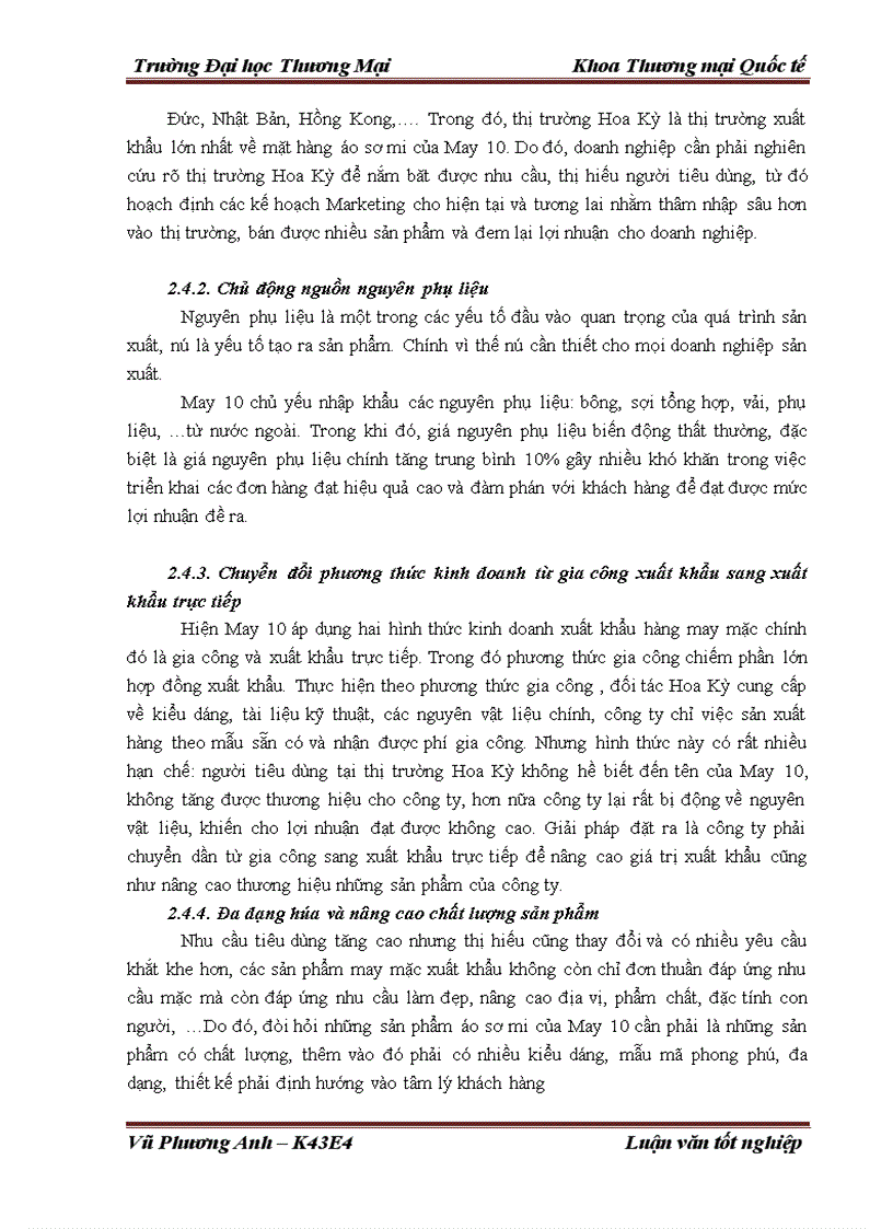 image for page Giải pháp đẩy mạnh xuất khẩu mặt hàng áo sơ mi của Tổng công ty May 10 Công ty cổ phần sang thị trường Hoa Kỳ