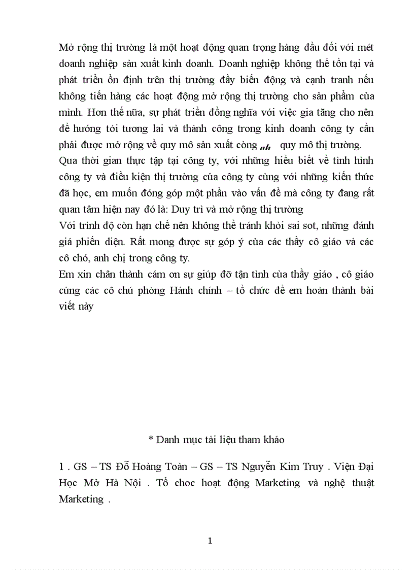 image for page Các ải pháp Marketing nhằm duy trì và mở rộng thị trường của công ty Điện Cơ Thống