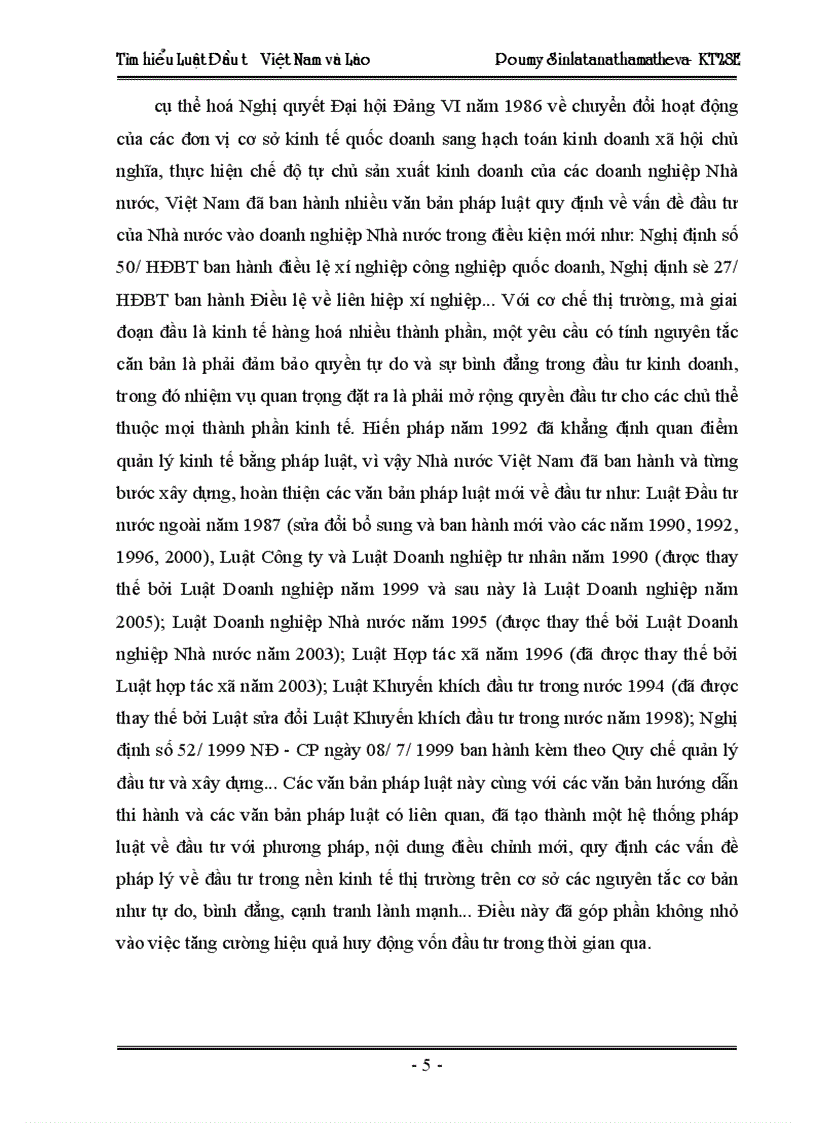 image for page Tìm hiểu pháp luật đầu tư của Việt Nam trong sự so sánh với pháp luật đầu tư của Lào 1