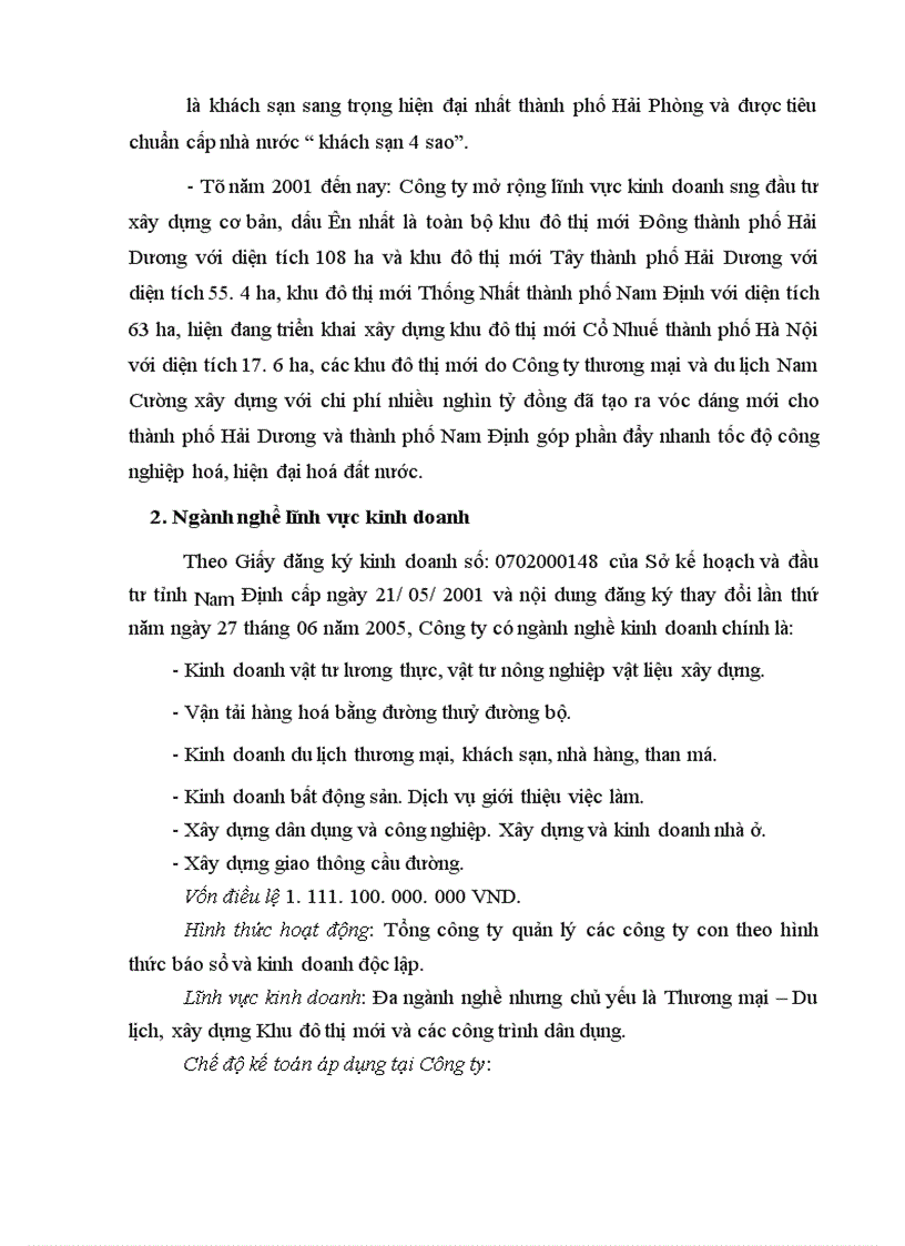 image for page Thực trạng đầu tư và hiệu quả đầu tư tại công ty Thương mại Du lịch Nam Cường