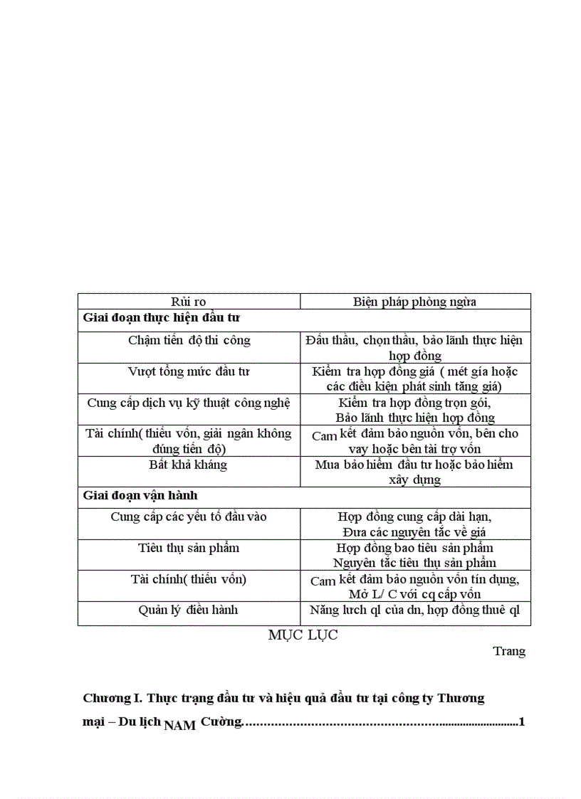 image for page Thực trạng đầu tư và hiệu quả đầu tư tại công ty Thương mại Du lịch Nam Cường