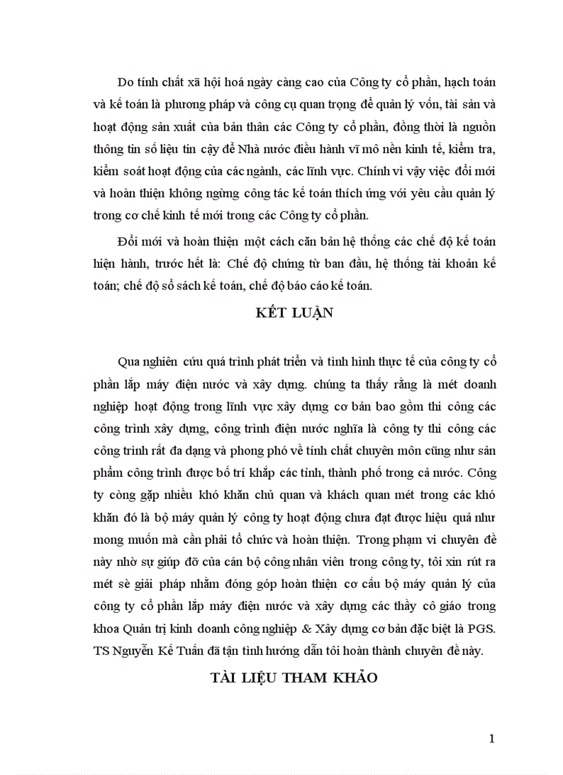 image for page Phương hướng và giải pháp hoàn thiện bộ máy quản trị của Công ty cổ phần Lắp máy điện nước và Xây dựng