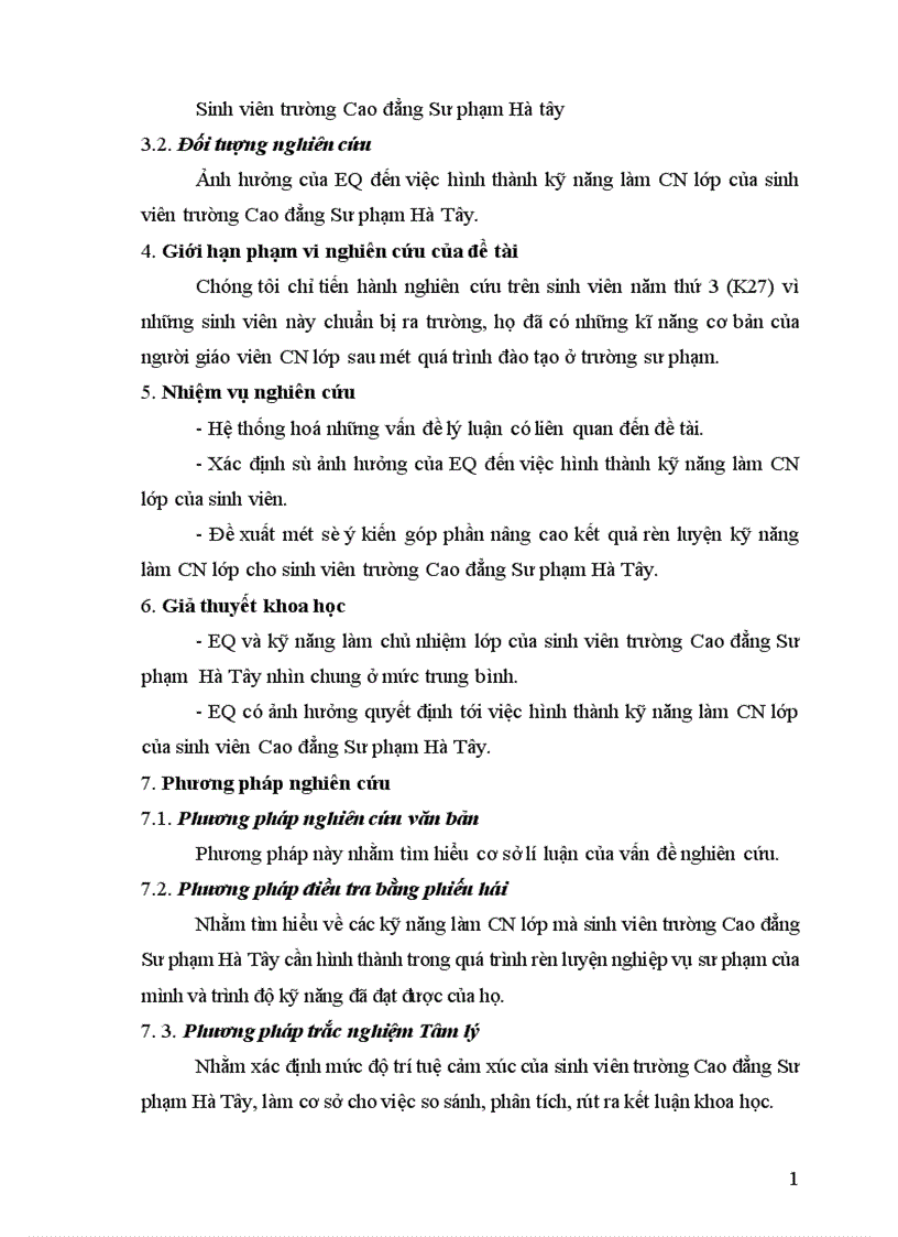 image for page Nghiên cứu mối quan hệ giữa trí tuệ cảm xúc với kỹ năng làm công tác chủ nhiệm lớp của sinh viên cao đẳng sư phạm hà tây