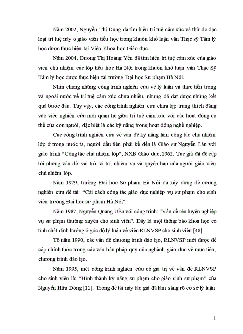 image for page Nghiên cứu mối quan hệ giữa trí tuệ cảm xúc với kỹ năng làm công tác chủ nhiệm lớp của sinh viên cao đẳng sư phạm hà tây