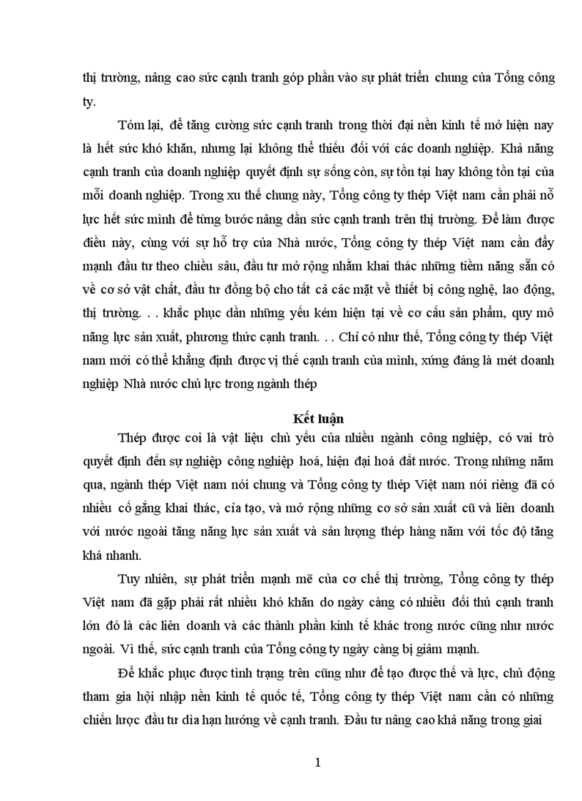 image for page Đầu tư nâng cao khả năng cạnh tranh của Tổng công ty thép Việt nam