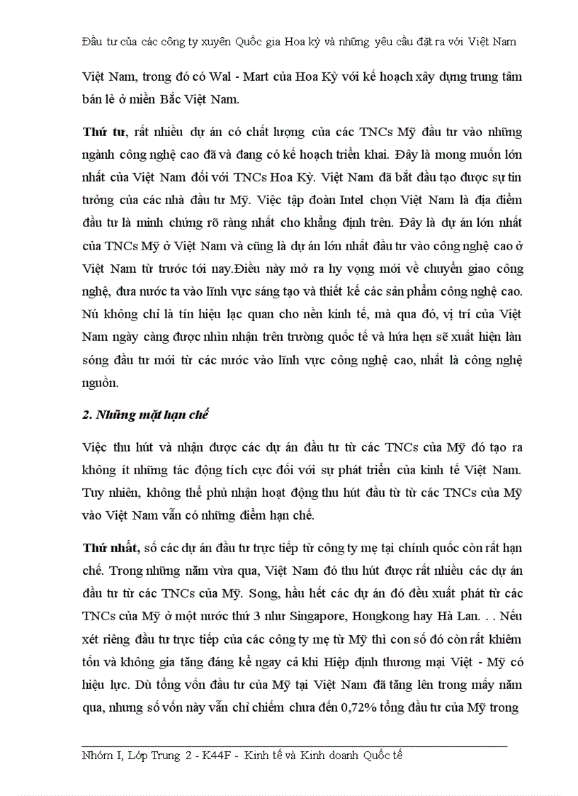 image for page Đầu tư của các công ty xuyên Quốc gia Hoa kỳ và những yêu cầu đặt ra với Việt Nam